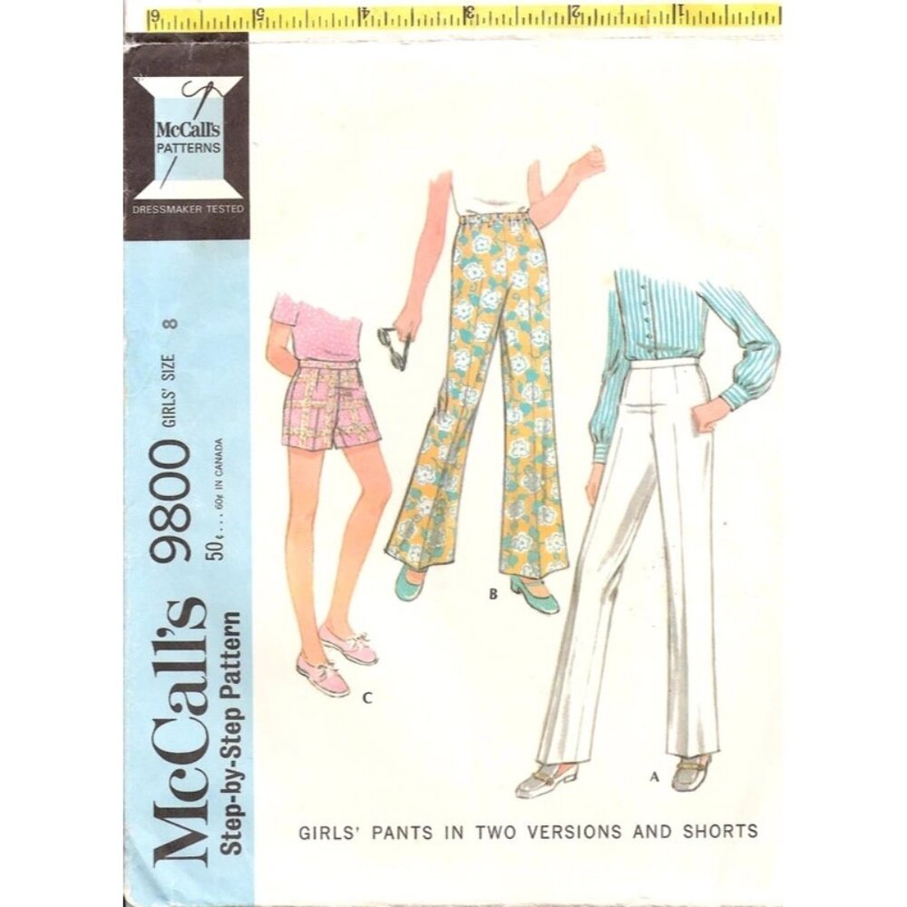 McCalls Vintage 9800 Sewing Pattern Girls Size 8 Pants‎ & Shorts